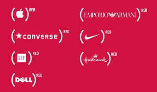 Just seven of the global brands that agreed to have their logos "multiplied to the power of (RED)"