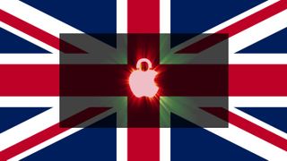 This is an image of an Apple security image over the UK flag