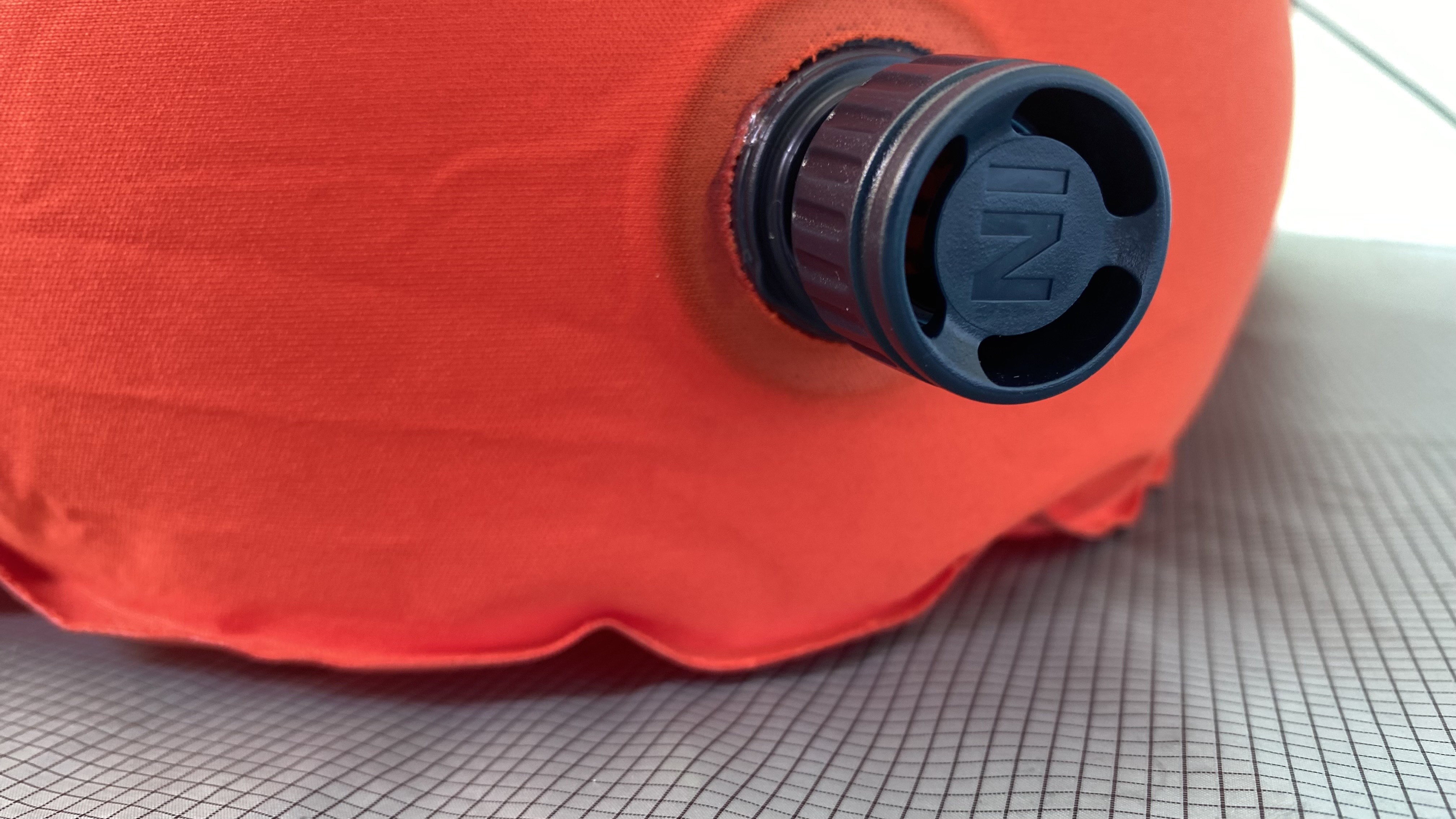 The Therm-a-Rest NeoLoft, inflated, showing the 'in' valve