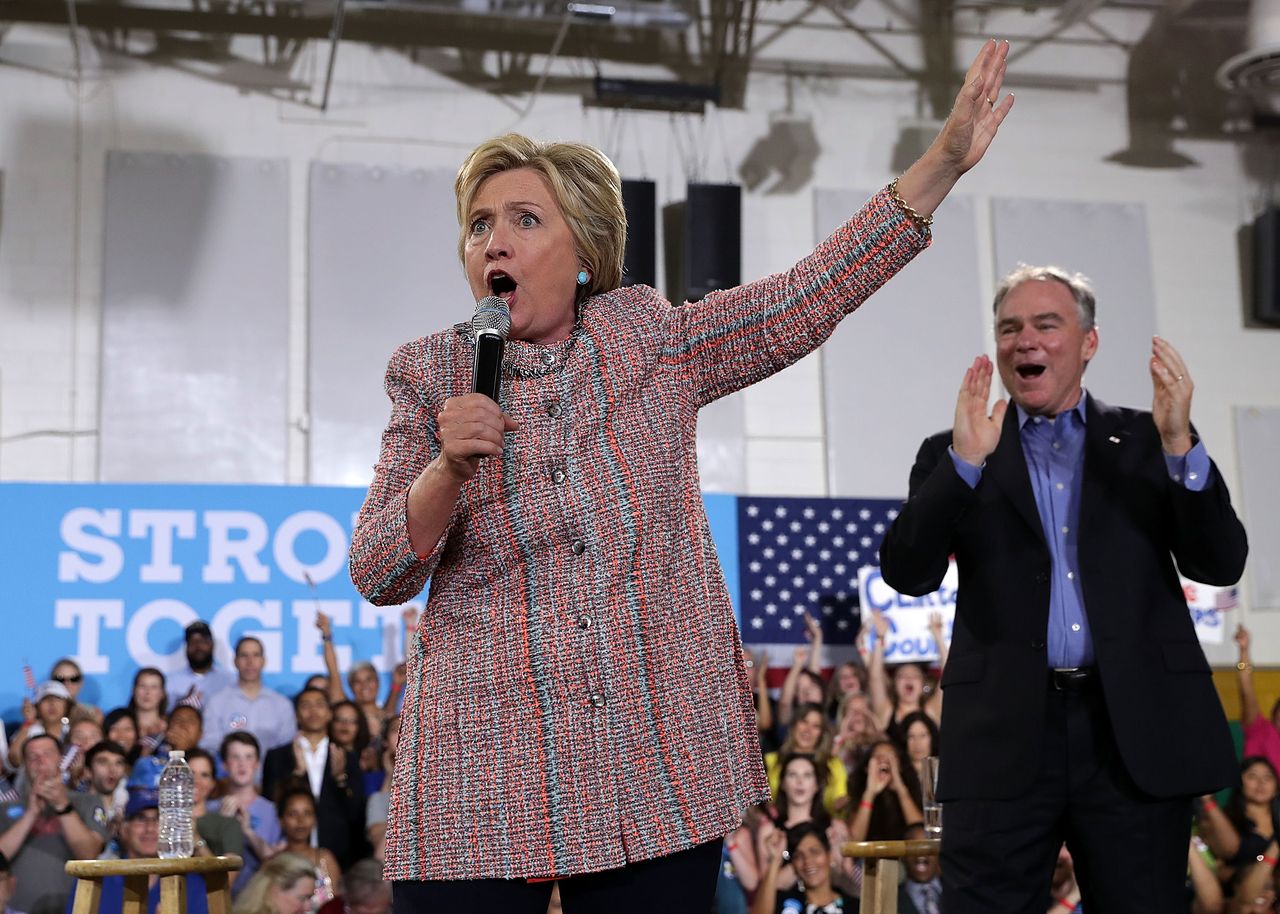 Hillary Clinton and Tim Kaine