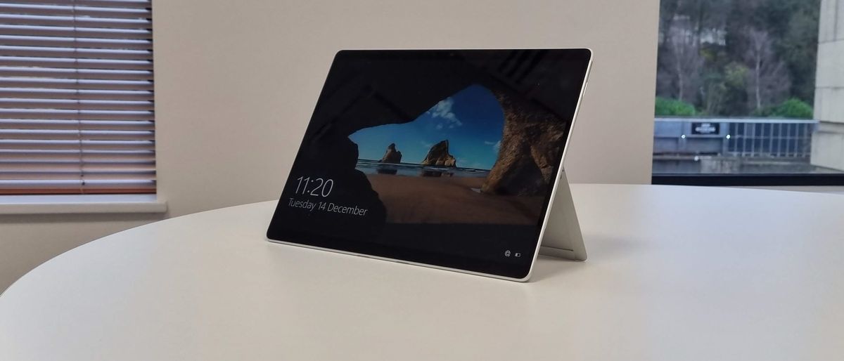 Surface Pro 8 in an office on a white table