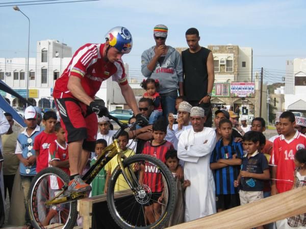 The stunt riders entertain the young crowd