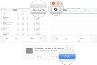 Quitting an app from Activity Monitor on Mac