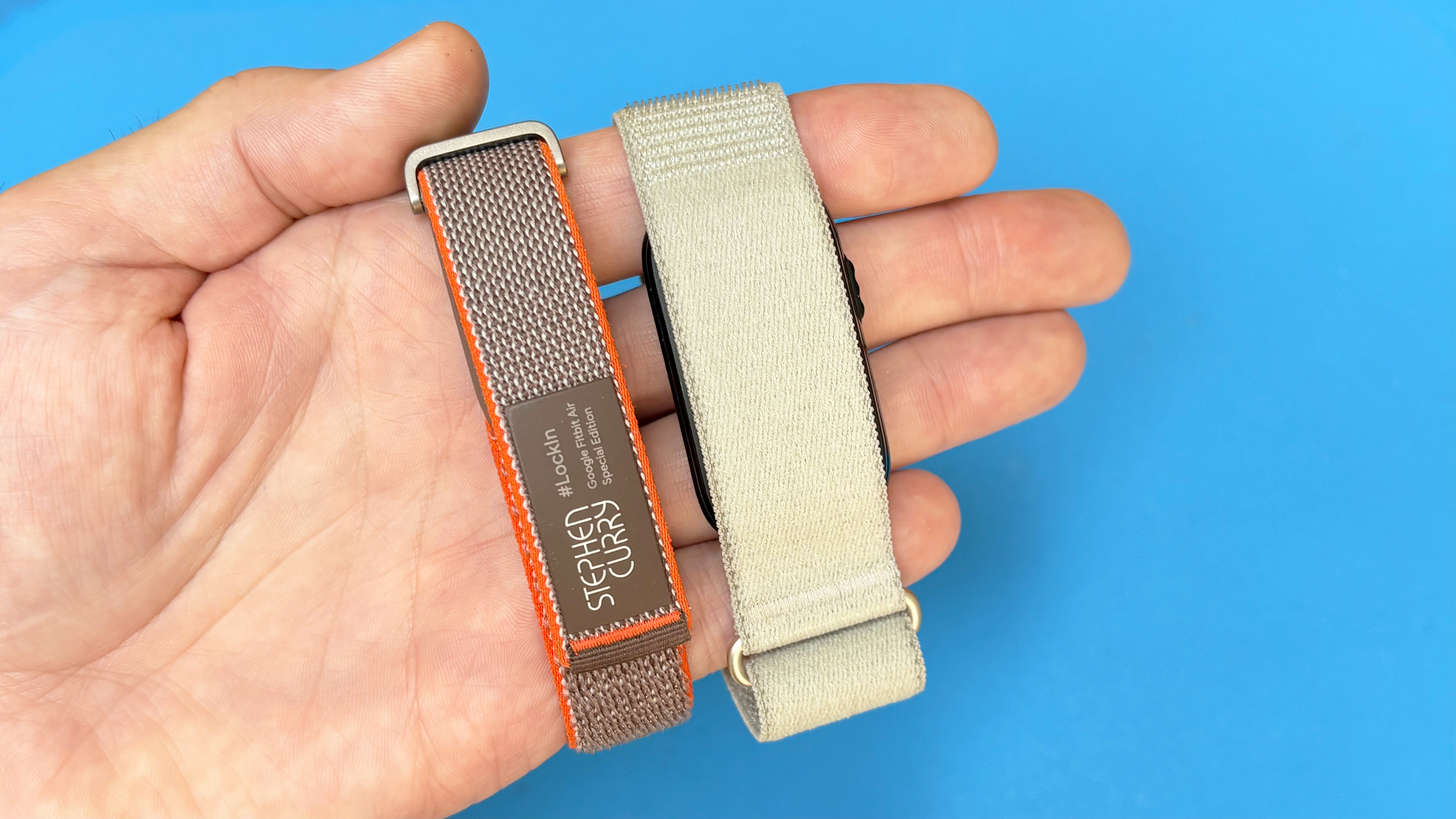 Close-up of the Fitbit Air next to the Garmin Cirqa