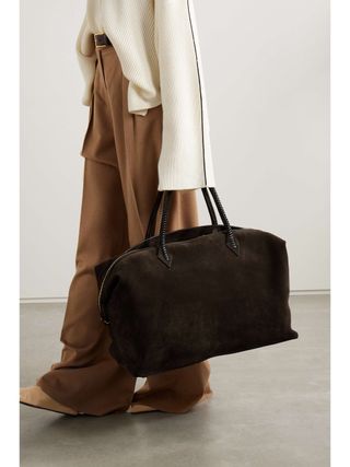 Perriand Large Leather-Trimmed Suede Tote