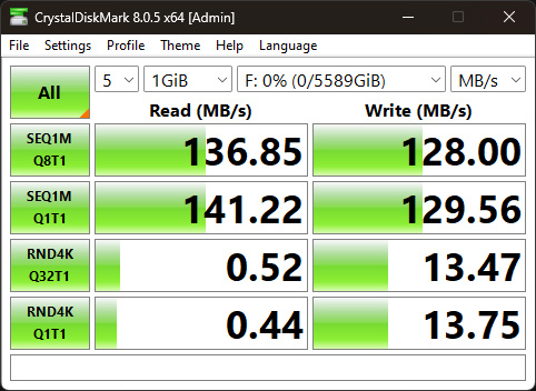 WD_BLACK P10 Game Drive benchmark test with CrystalDiskMark