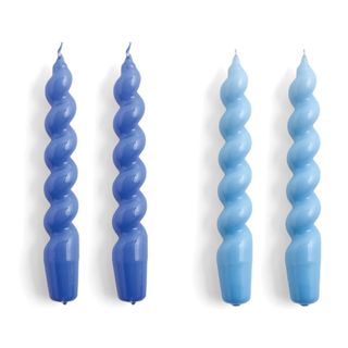 Hay blue twisty candles in light and colbat blue 