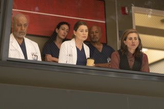 James Pickens Jr, Ellen Pompeo and E.R. Fightmaster as Richard, Meredith and Kai on Grey's Anatomy