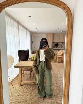 Monikh fall outfits: khaki and olive tones