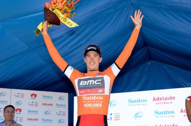 Rohan Dennis (BMC) in his first ochre leader's jersey at the Tour Down Under