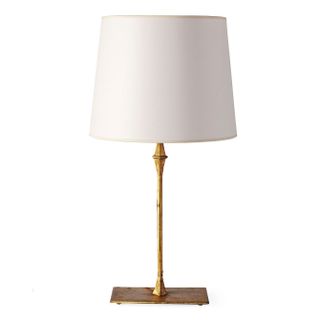 Dauphine Table Lamp with thin gold base and white shade