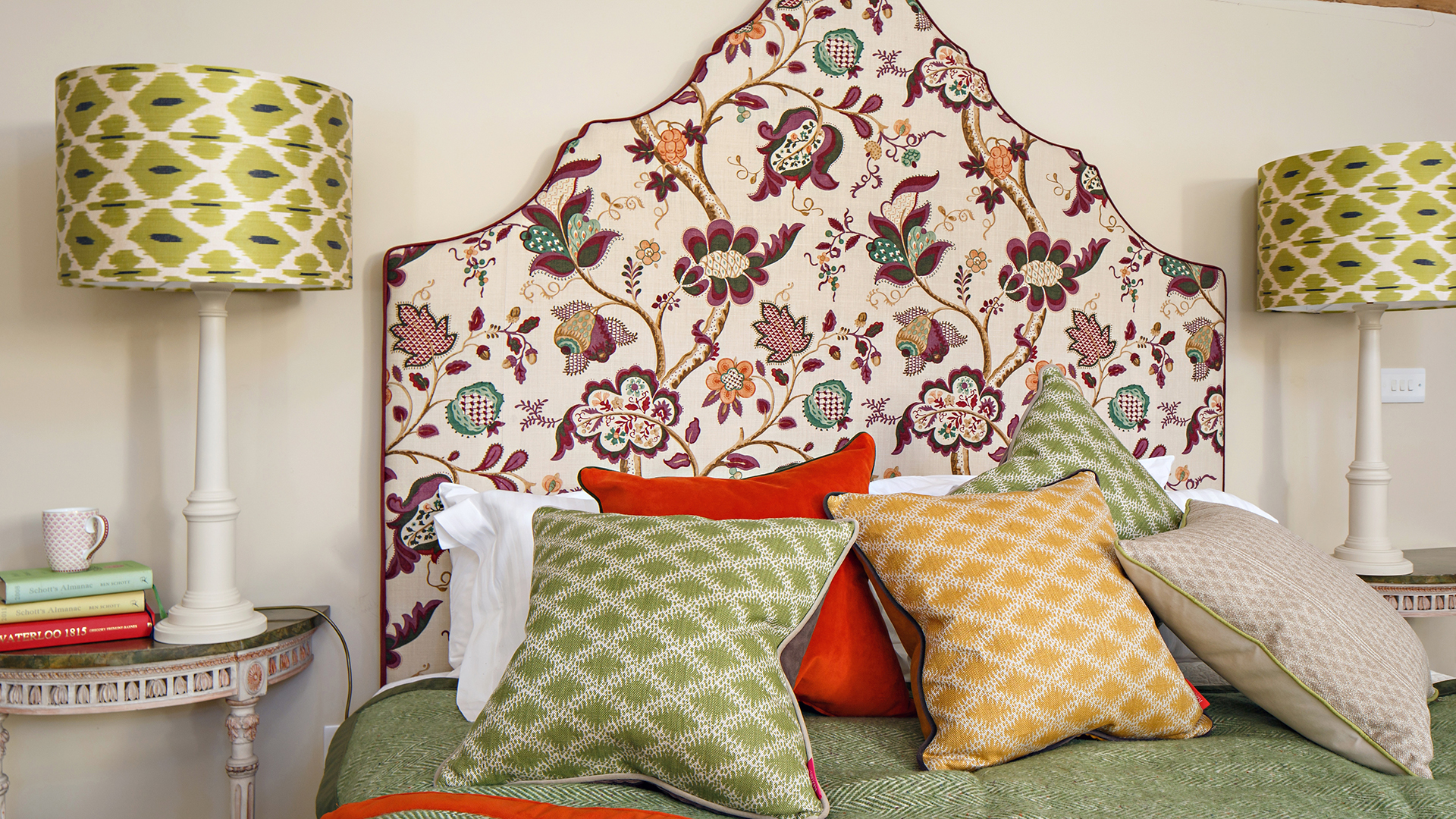 Floral upholstered headboard