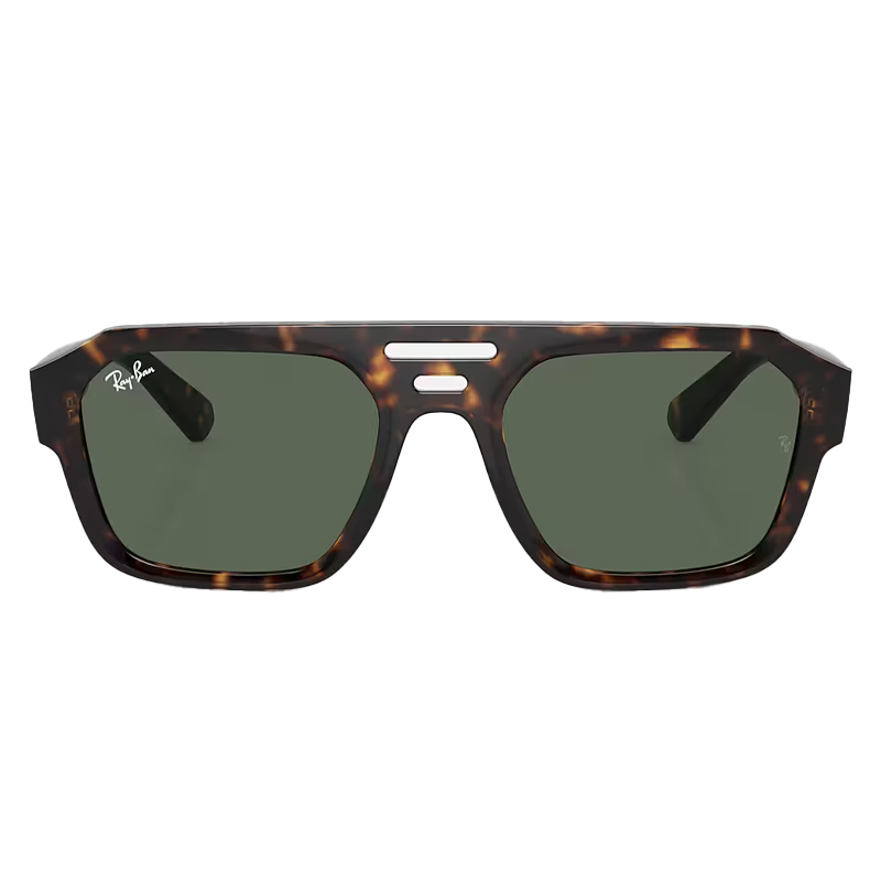 Ray-Ban Corrigan Aviator sunglasses in dark tortoiseshell with green lenses