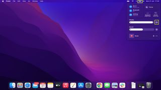 macOS home screen with command center highlighted