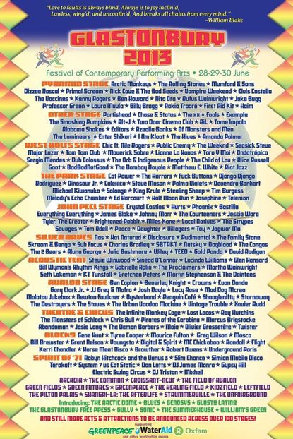 glastonbury 2013 lineup 