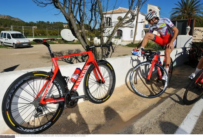 Preparing for a team ride in Spain.