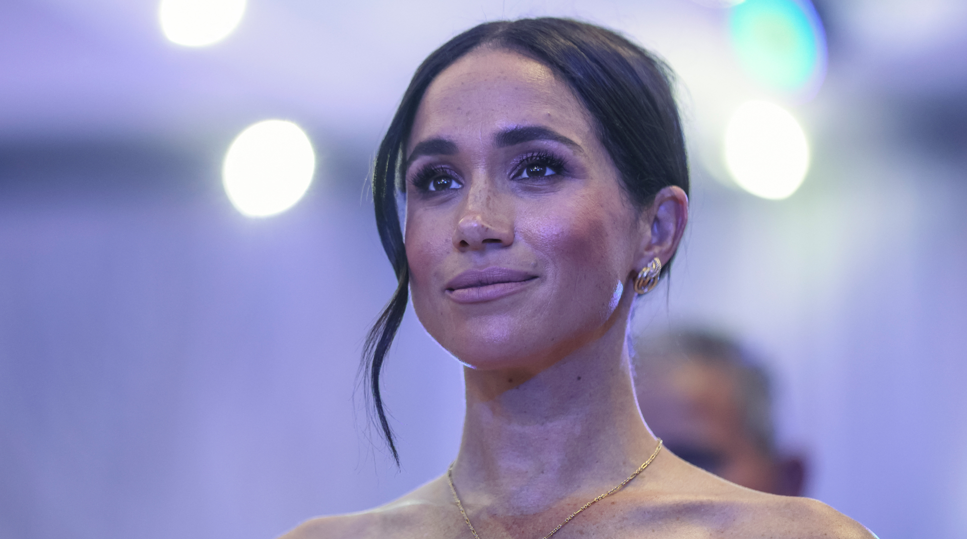 Britain's Meghan, Duchess of Sussex, looks on as she attends a Sit Out with Britain's Prince Harry (unseen), Duke of Sussex, at the Nigerian Defence Headquarters in Abuja on May 11, 2024 as they visit Nigeria as part of celebrations of Invictus Games anniversary.