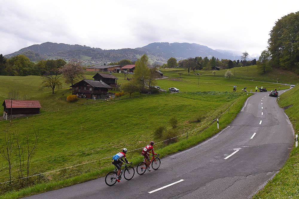 Kochetkov and Jungels during stage 4 at Tour de Romandie