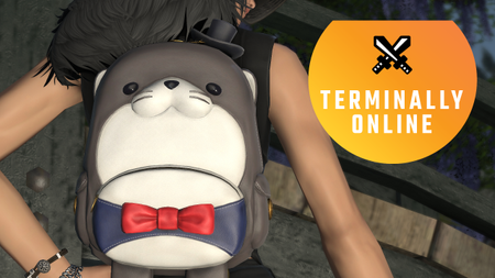 A bag in Final Fantasy 14, as modelled on the back of a viera.