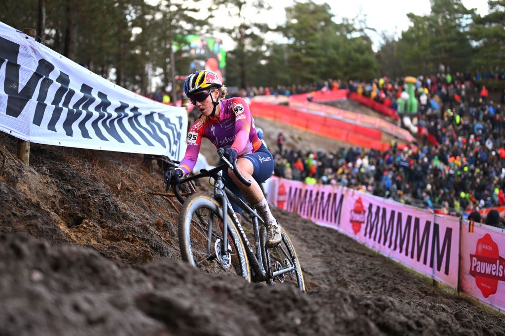 ZONHOVEN BELGIUM DECEMBER 22 Blanka Vas of Hungary and Team SD Worx Protime competes during the 28th Zonhoven UCI CycloCross Worldcup 2024 Womens Elite on December 22 2024 in Zonhoven Belgium Photo by Luc ClaessenGetty Images