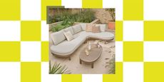 Next Natural Boucle Florence Curve Corner Sofa and Table Lounge Set