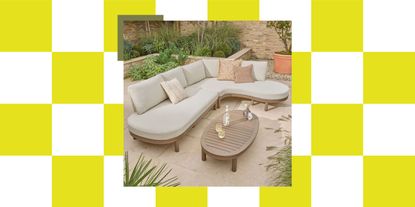 Next Natural Boucle Florence Curve Corner Sofa and Table Lounge Set