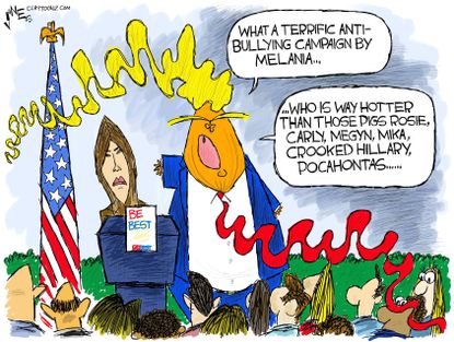 Political cartoon U.S. Melania Trump Be Best cyberbullying Trump sexist remarks women