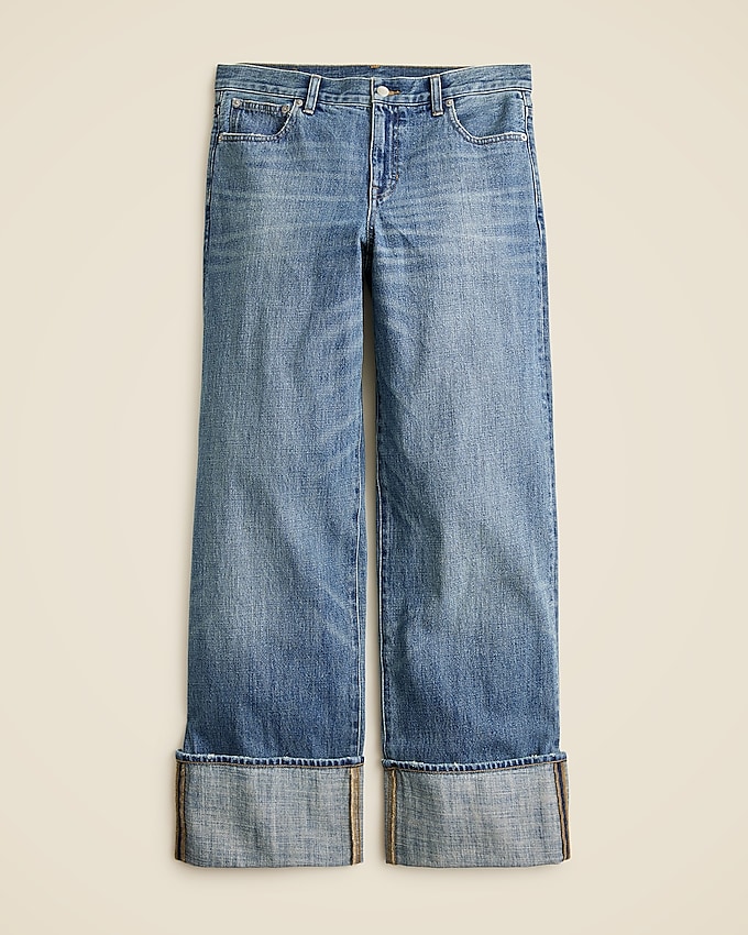 Cuffed Lower-Rise Wide-Leg Jean