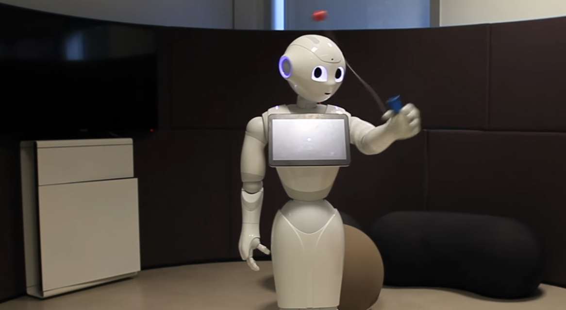 Watch Pepper the robot learn how to catch a ball in a cup