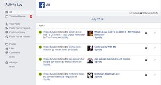 Facebook logs interactions with other pages and third-party web apps like Spotify