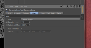 Changing the density of an object helps it react like it the material it's supposed to be made of