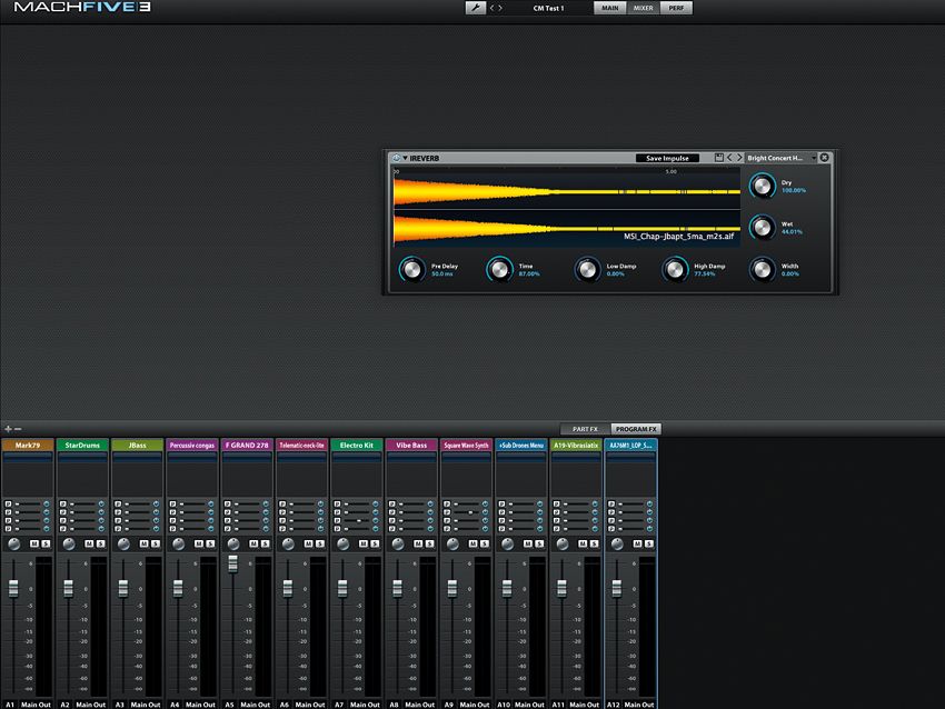 MachFive 3's mixer environment is stuffed with functionality, including an extraordinary array of effects.