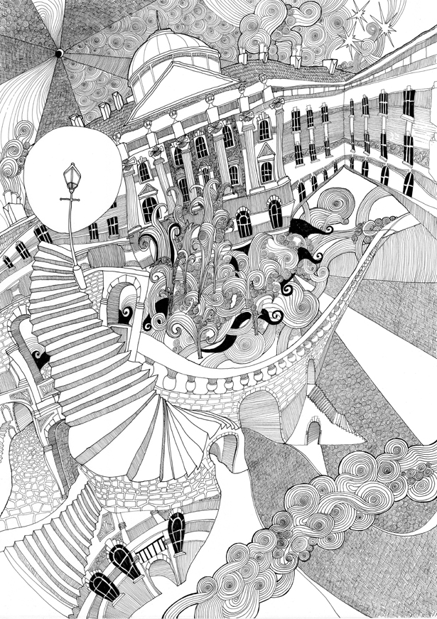 Lizzie Mary Cullen has drawn numerous London landmarks. This is Somerset House.