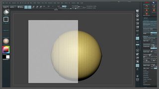 Select the ClipRect brush in the brushes menu and draw a rectangular selection to clip the sphere