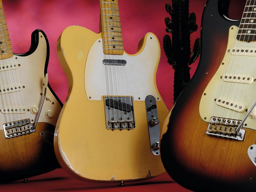 The Tele nestled in a Road Worn Strat sandwich