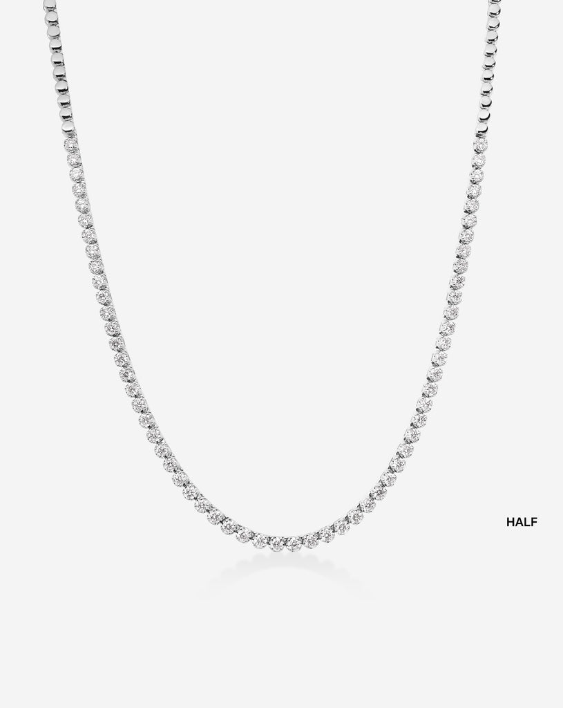 Mini Diamond Tennis Necklace - 14k White Gold / Half / 16"