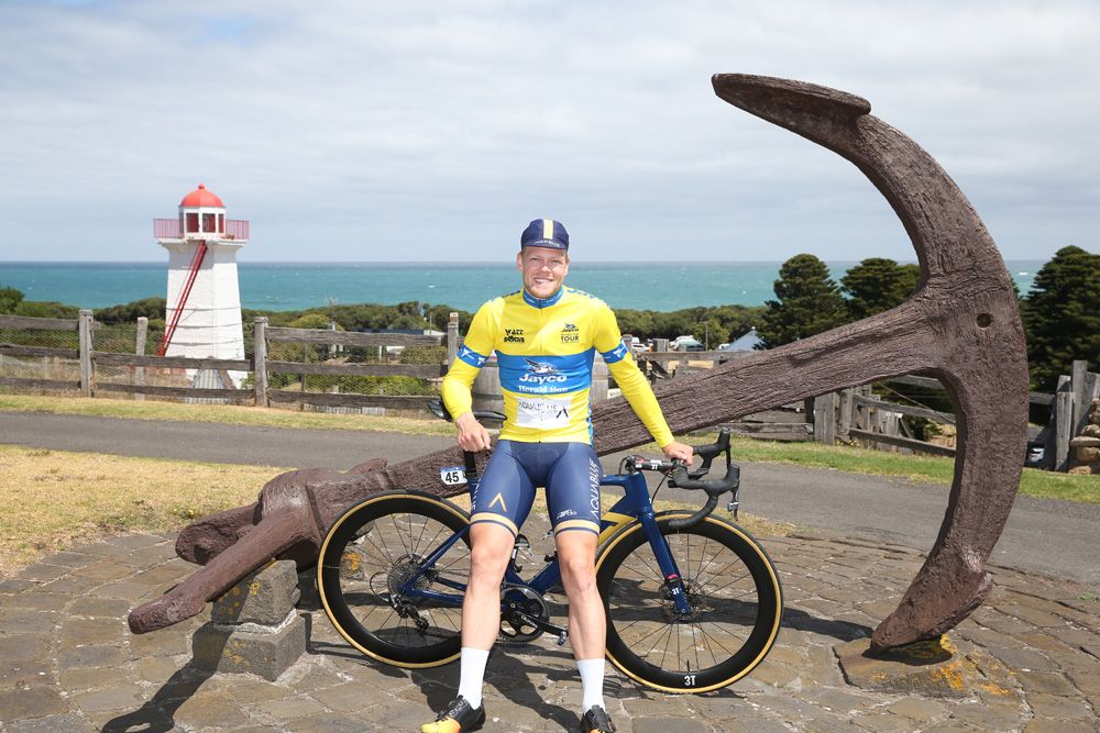 Lasse Norman Hansen (Aqua Blue Sport) in the Herald Sun tour leader's jersey
