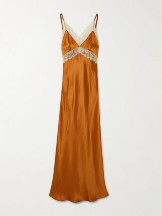 Shuki Lace-Trimmed Silk-Satin Dress
