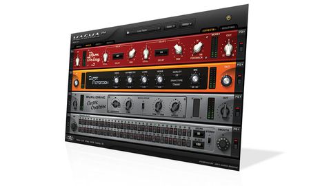 The plug-in comprises four separate racks (each with four effects slots) plus a routing window