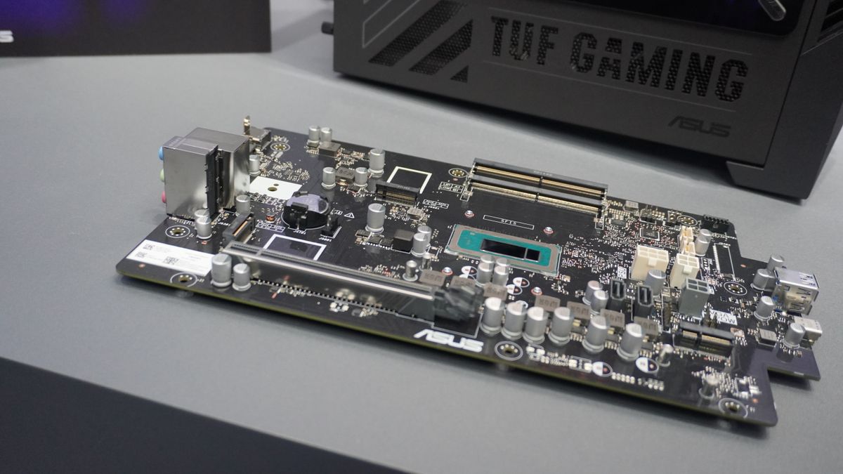 Asus TUF Gaming T500 motherboard on table