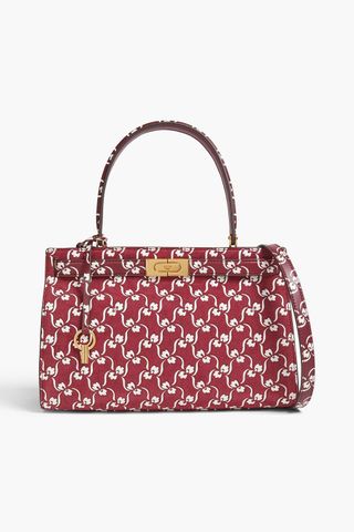 Lee Radziwill Floral-Print Suede Tote