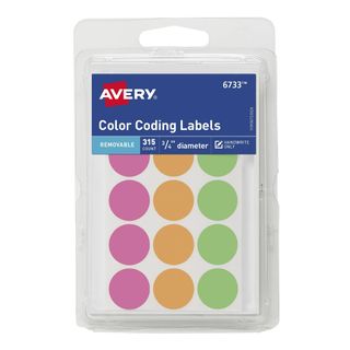 Avery color coded round sticky labels