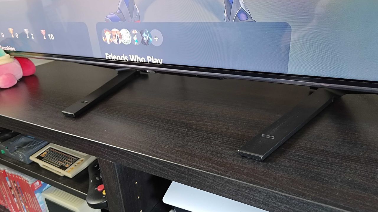 Hisense U7N with plastic cover removed from stand