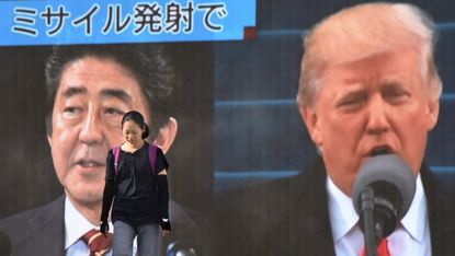 Donald Trump and Shinzo Abe on Japanese TV