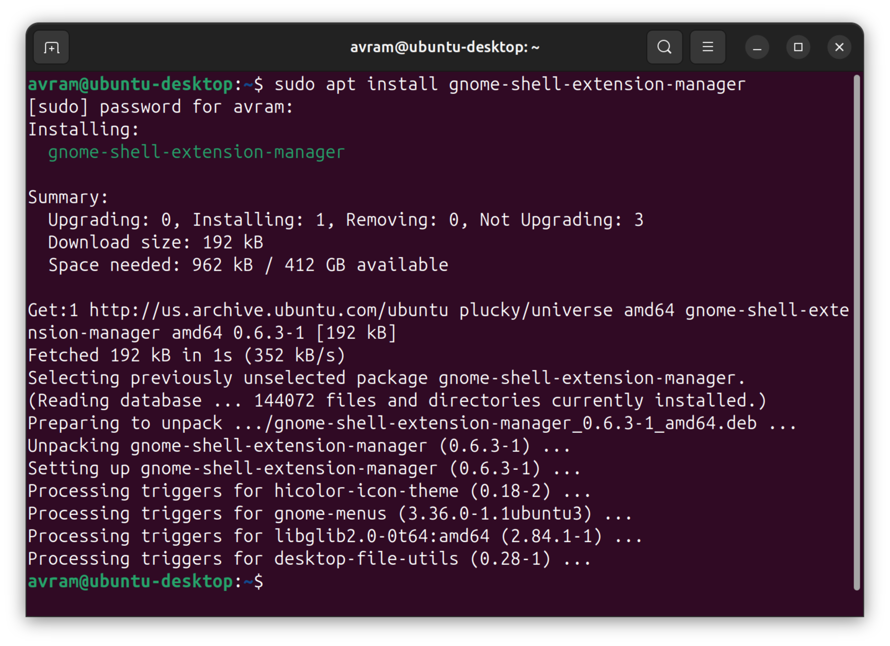Gnome Shell Extension Manager