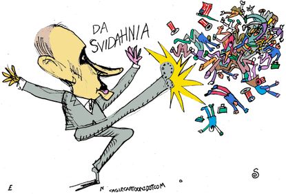 Political cartoon U.S. Russia sanctions Putin expels diplomats