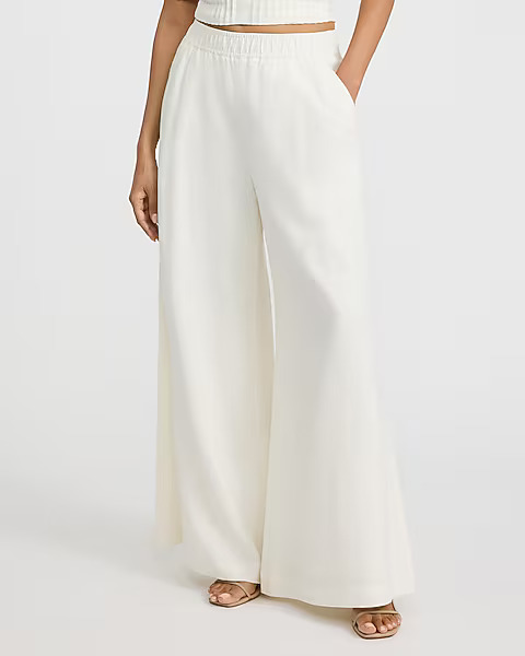 Express, Summer-Blend Linen High Waisted Pull On Wide Leg Pant
