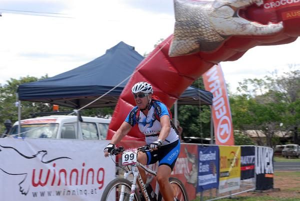 Udo Huber crosses the finish line