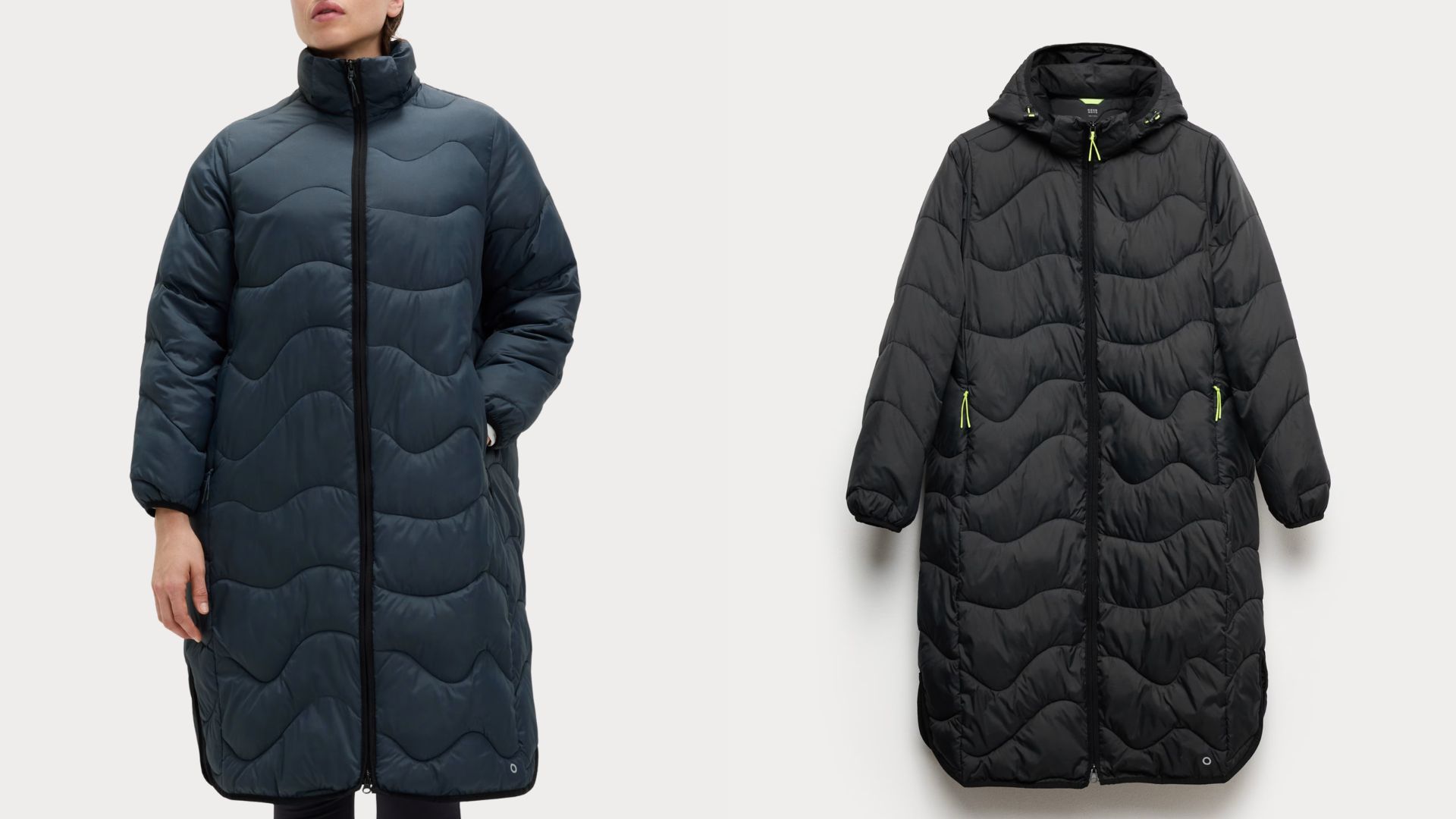 A composite image of the M&amp;amp;S Goodmove Stormwear&amp;trade; Quilted Hooded Puffer Coat