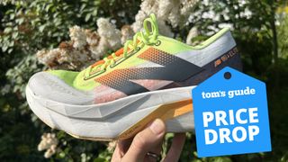 New Balance SC Elite v4 running shoes in hand